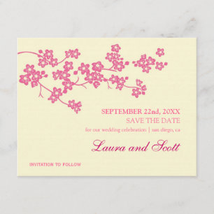Cherry Blossom in roze Save the Date Invitation