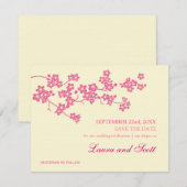 Cherry Blossom in roze Save the Date Invitation (Voorkant / Achterkant)