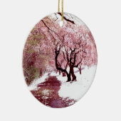 Cherry Blossom in Sneeuwversier Keramisch Ornament (Rechts)