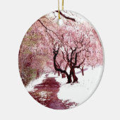 Cherry Blossom in Sneeuwversier Keramisch Ornament (Links)