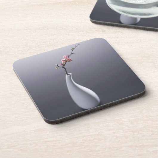 Cherry blossom in vase drankjes onderzetter (Linkerzijde)