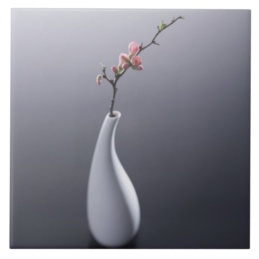 Cherry blossom in vase tegeltje (Voorkant)