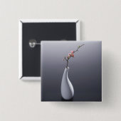 Cherry blossom in vase vierkante button 5,1 cm (Voorkant /achterkant)