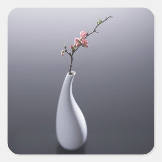 Cherry blossom in vase vierkante sticker (Voorkant)