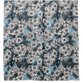Cherry blossom in white and blue douchegordijn (Voorkant)