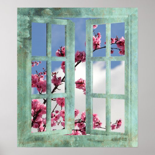 Cherry Blossom in Window Poster (Voorkant)