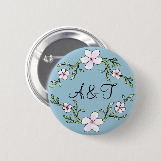 Cherry Blossom Initialen Button (Voorkant /achterkant)