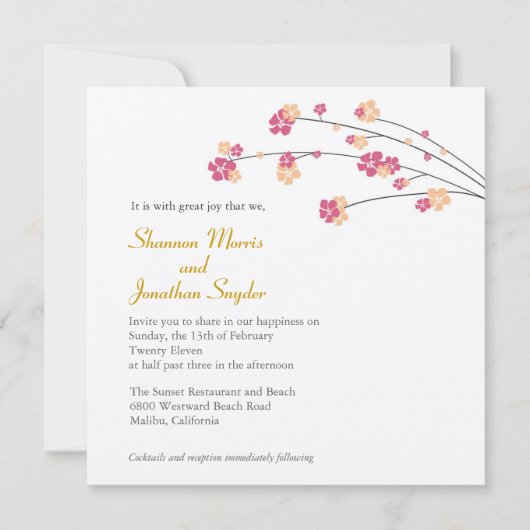 Cherry Blossom Invitation Kaart (Voorkant)