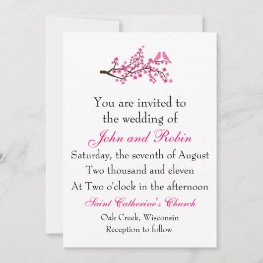 Cherry Blossom Invitation Kaart (Voorkant)