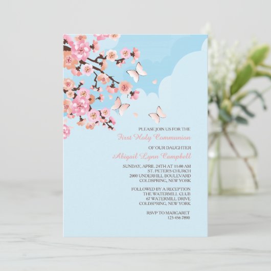 Cherry Blossom Invitation Kaart (Staand voorkant)