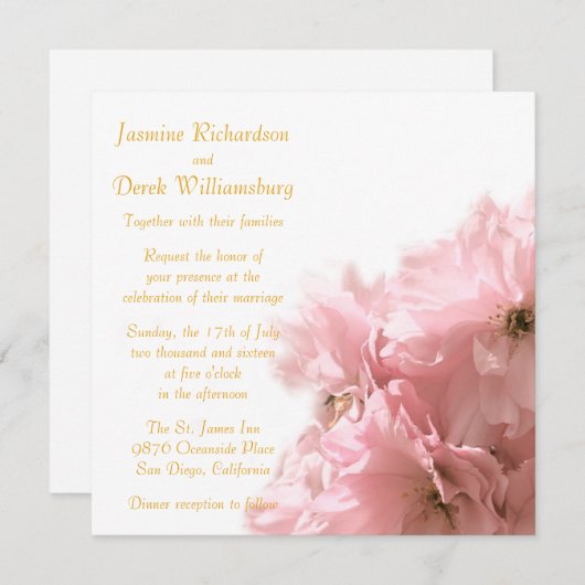 Cherry Blossom Invitations Kaart (Voorkant / Achterkant)