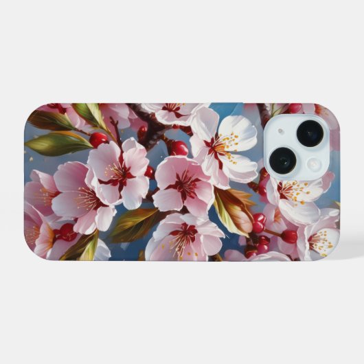 Cherry blossom iPhone 15 case (Achterkant horizontaal)