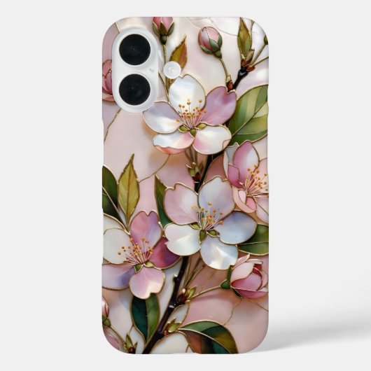 Cherry Blossom iPhone Case Floral Stained Glass (Achterkant)