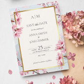 Cherry Blossom Japan Elegant Blush Gold Foto Save The Date