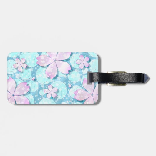 Cherry Blossom Japanner Kawaii Pond Bagagelabel (Achterkant horizontaal)