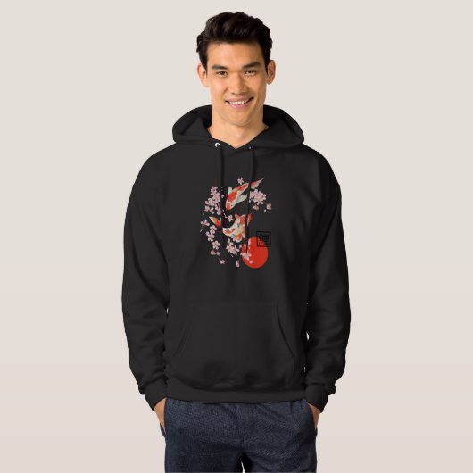 Cherry Blossom Japans Koi Carp Fish Sakura Graph Hoodie (Voorkant volledig)