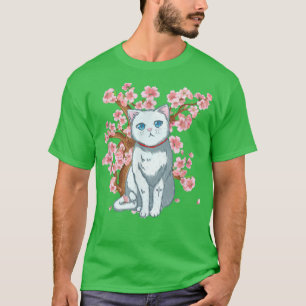 Cherry Blossom Japans kunstwit kat T-shirt