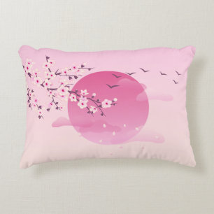 Cherry Blossom Japans landschap Roze Accent Kussen
