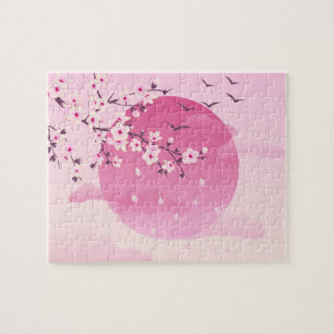 Cherry Blossom Japans landschap Roze Legpuzzel