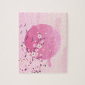 Cherry Blossom Japans landschap Roze Legpuzzel (Verticaal)