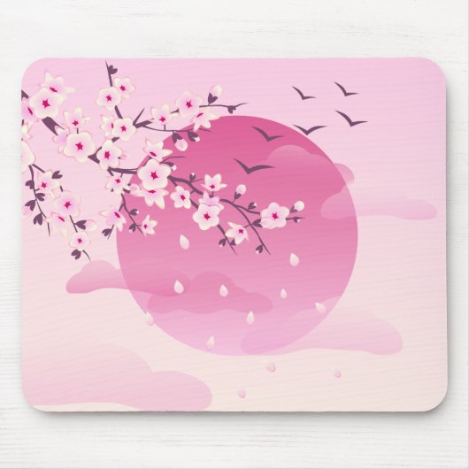 Cherry Blossom Japans landschap Roze Muismat (Voorkant)