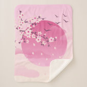 Cherry Blossom Japans landschap Roze Sherpa Deken (Voorkant)