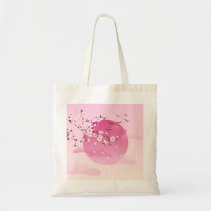 Cherry Blossom Japans landschap Roze Tote Bag