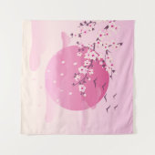 Cherry Blossom Japans landschap Roze Wandkleed (Voorkant (horizontaal))