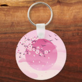 Cherry Blossom Japans landschap Sleutelhanger (Voorkant)