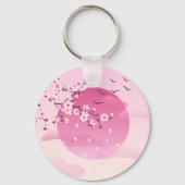 Cherry Blossom Japans landschap Sleutelhanger (Achterkant)