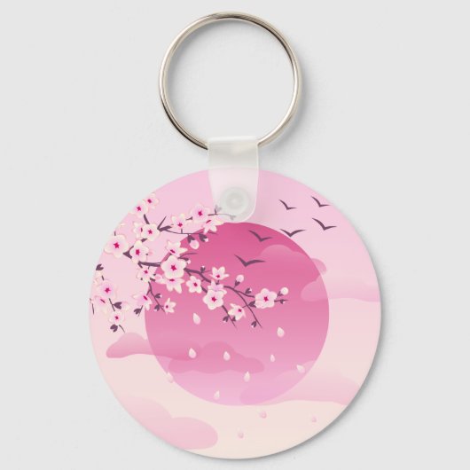 Cherry Blossom Japans landschap Sleutelhanger (Achterkant)