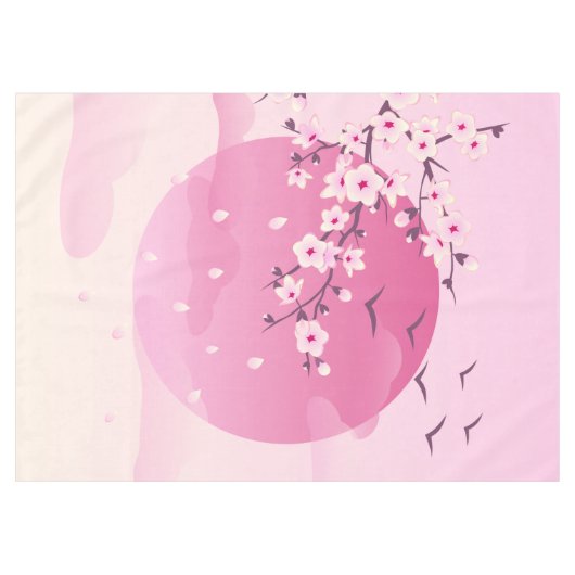 Cherry Blossom Japans landschap Tafelkleed (Voorkant (Horizontaal))