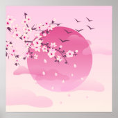 Cherry Blossom Japans landschapsroze Poster (Voorkant)