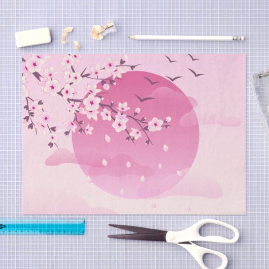 Cherry Blossom Japans landschapsroze Tissuepapier (Craft)
