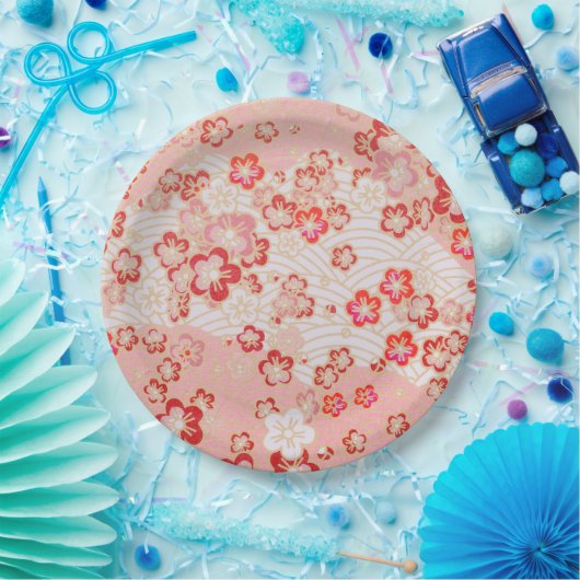 Cherry Blossom Japans Pattern Papieren Bordje (Feest)