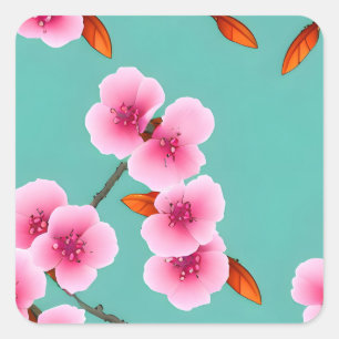 Cherry Blossom Japans Pattern Vierkante Sticker