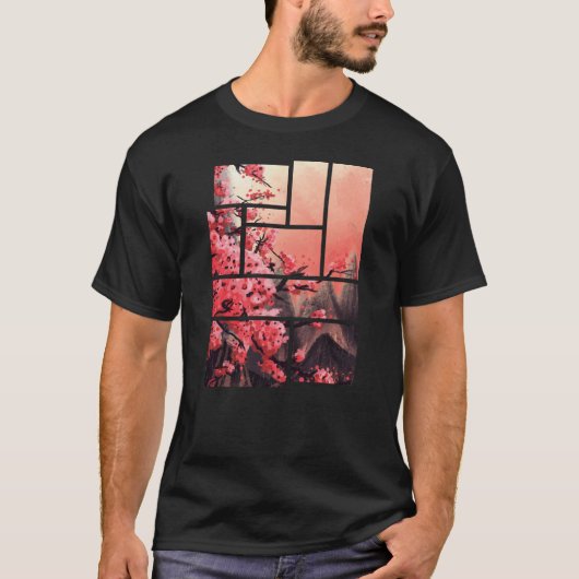 Cherry Blossom Japans Retro Graphic T-shirt (Voorkant)