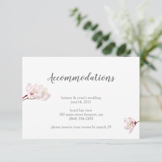 Cherry Blossom Japans Sakura Accommodaties Informatiekaartje (Staand voorkant)