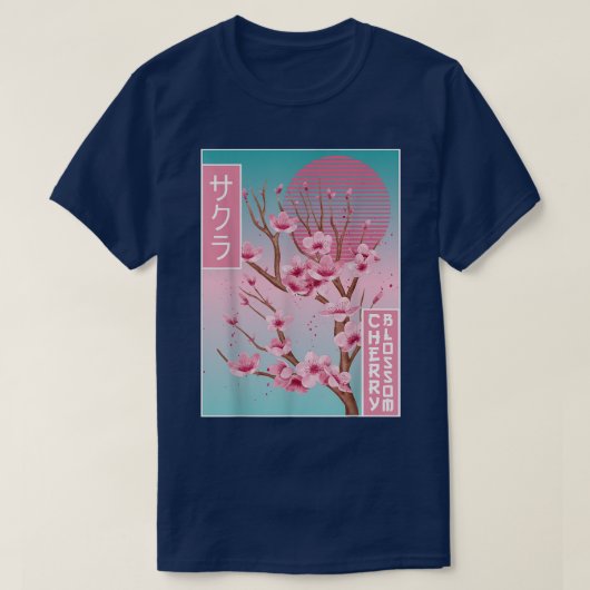 Cherry Blossom Japans Sakura Vaporwave esthetics T-shirt (Design voorkant)