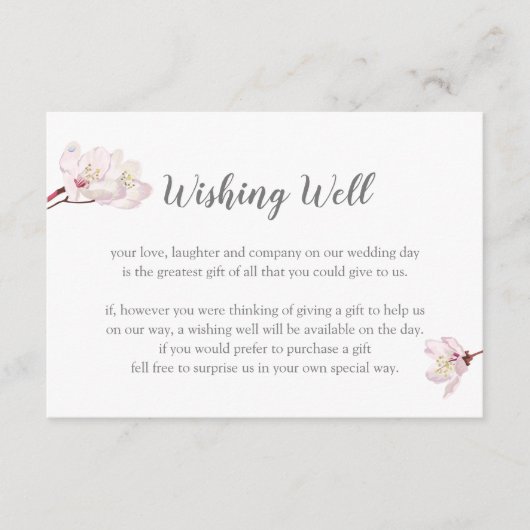 Cherry Blossom Japans Sakura Wishing Well Informatiekaartje (Voorkant)