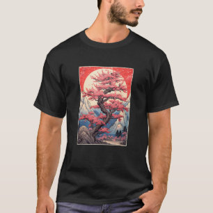 Cherry Blossom Japans Woodblock Art T-shirt