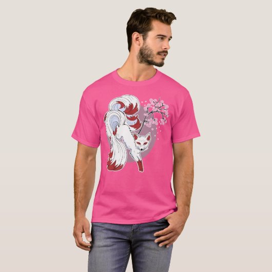 Cherry Blossom Japanse Negenstaartvos T-shirt (Voorkant volledig)