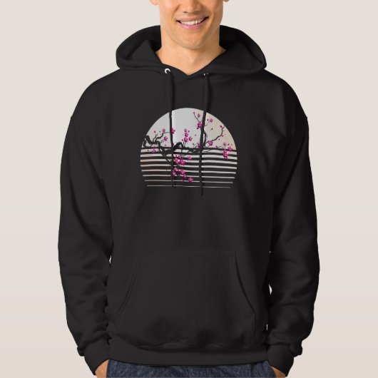 Cherry Blossom Japanse Retro Sunset Sakura Tree Hoodie (Voorkant)