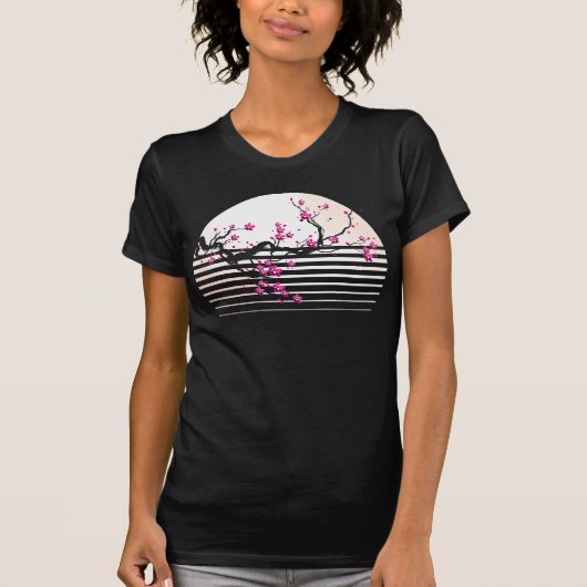 Cherry Blossom Japanse Retro Sunset Sakura Tree T-shirt (Voorkant)