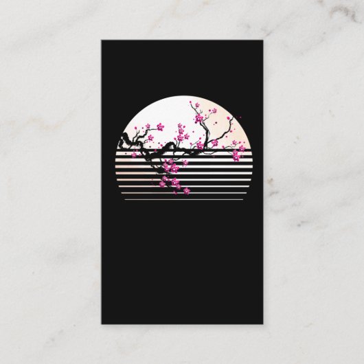 Cherry Blossom Japanse Retro Sunset Sakura Tree Visitekaartje (Voorkant)