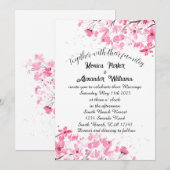 Cherry Blossom Japanse Sakura Pink Wedding Invita Kaart (Voorkant / Achterkant)