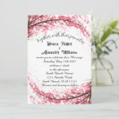 Cherry Blossom Japanse Sakura Pink Wedding Invita Kaart (Staand voorkant)