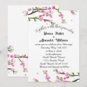 Cherry Blossom Japanse Sakura Pink Wedding Invita Kaart (Voorkant / Achterkant)
