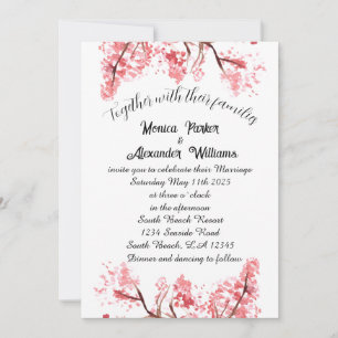 Cherry Blossom Japanse Sakura Pink Wedding Kaart