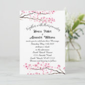 Cherry Blossom Japanse Sakura Pink Wedding Kaart (Staand voorkant)